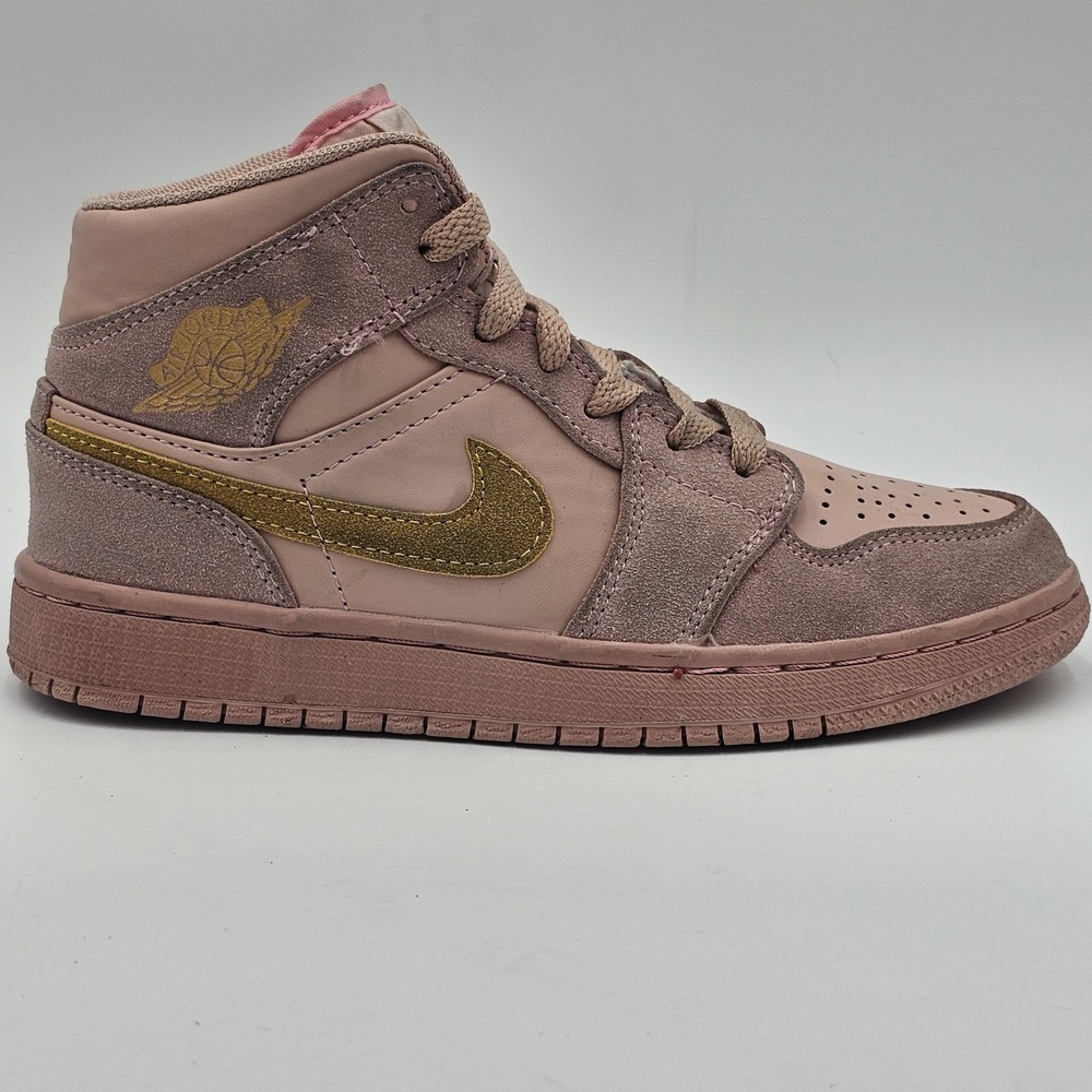 Nike Girls Air Jordan 1 MID SE BQ6931-600 Pink Basketball Shoes 4Y Womens 5.5